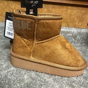 New Bebe Girls' 12 Logo Tan Boots